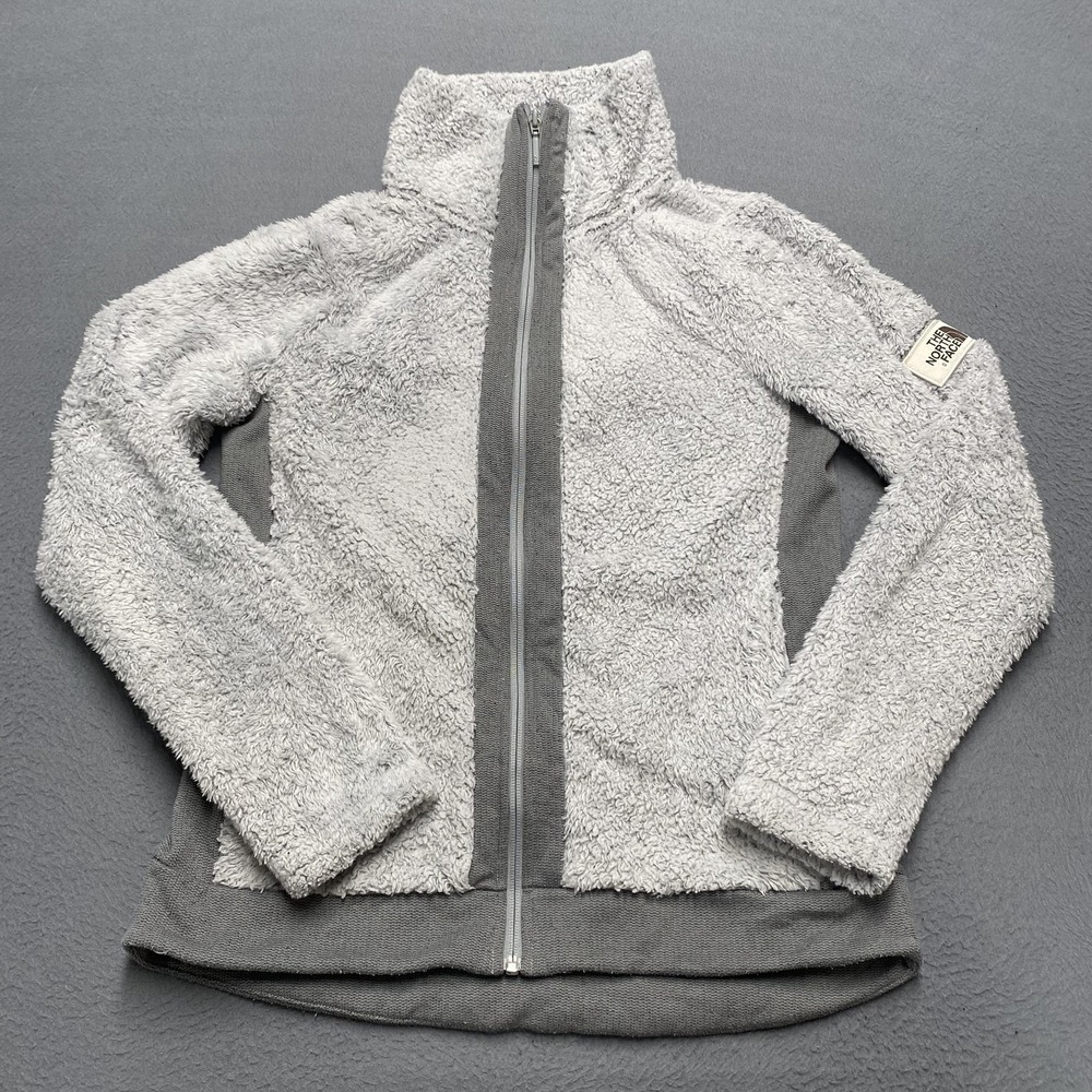 The North Face Jacket Womens Small Gray Sherpa Fleece Full Zip‎ Pockets Soft